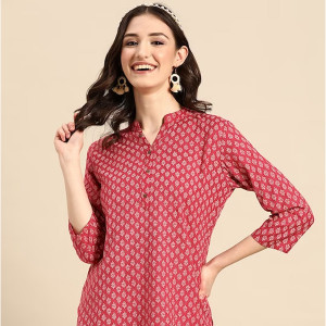 Red Floral Printed Kurti