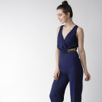 Women Navy Blue Wrap Detail Jumpsuit